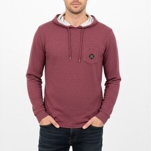 RVCA Hoodie Men's Large Heather Red Cotton Long Sleeve Drawstring Outdoor Wear